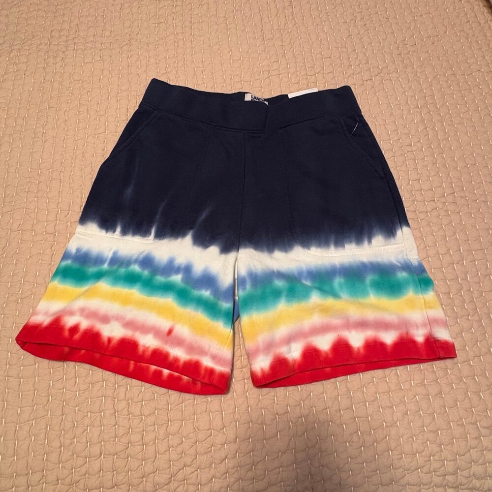 NWT Rainbow Navy Tie Dye Serious Sweats Cotton Shorts Size: Small